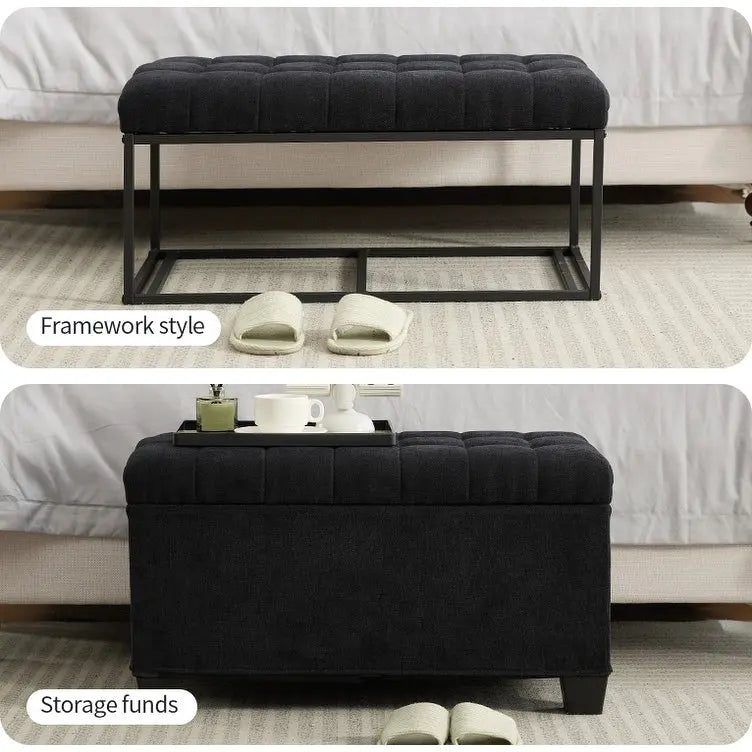 Storage Ottoman Bench, Foot Rest with Legs, 16 x 30 x 16.1 Inches, End of Bed Bench, Storage Chest, Load up to 660 lb