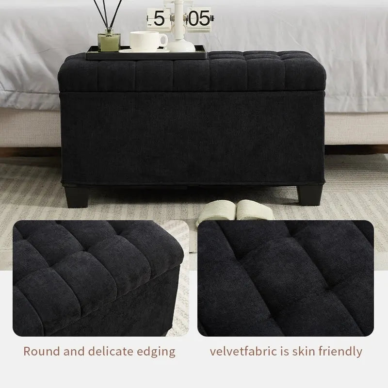 Storage Ottoman Bench, Foot Rest with Legs, 16 x 30 x 16.1 Inches, End of Bed Bench, Storage Chest, Load up to 660 lb