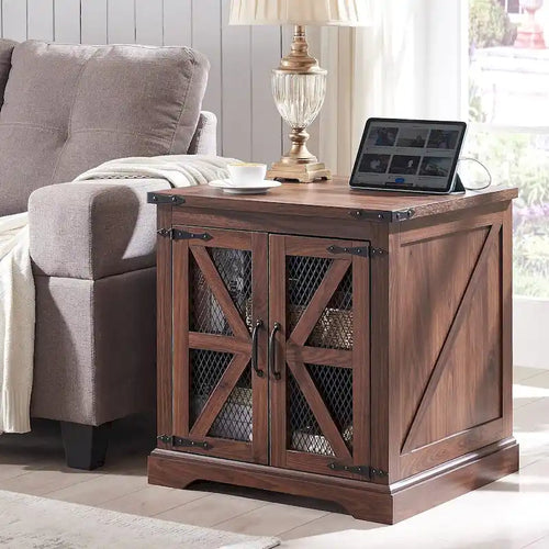 24 Farmhouse Nightstand, Wood Large Sofa Side Table, Rustic End Table - N/A