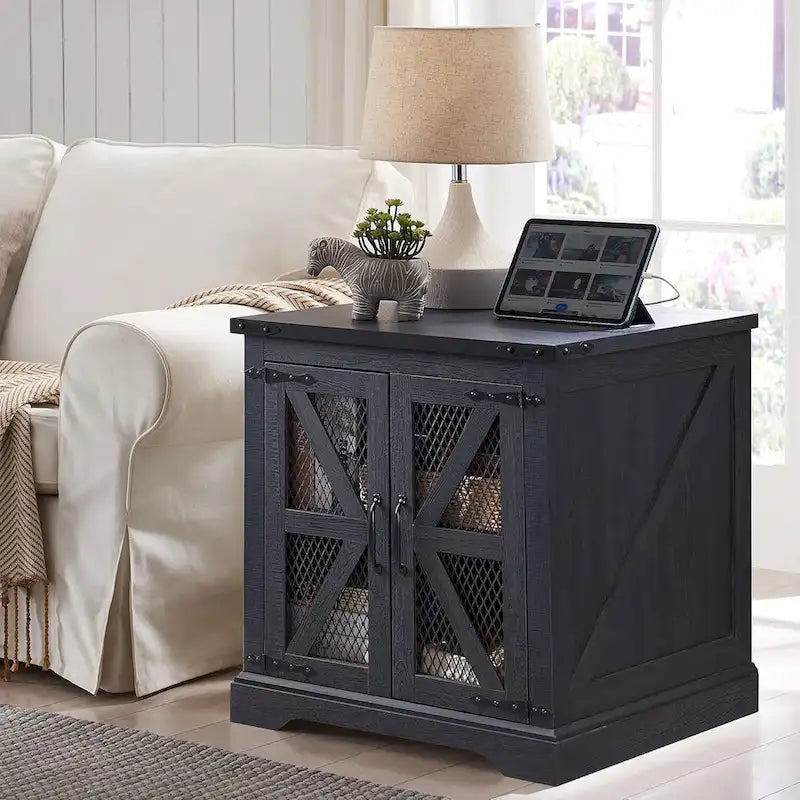 24 Farmhouse Nightstand, Wood Large Sofa Side Table, Rustic End Table - N/A