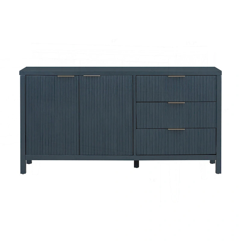 Minimalist Wave-Pattern Sideboard with Diverse Materials