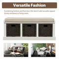 TREXM Rustic Storage Bench with 3 Removable Rattan Basket