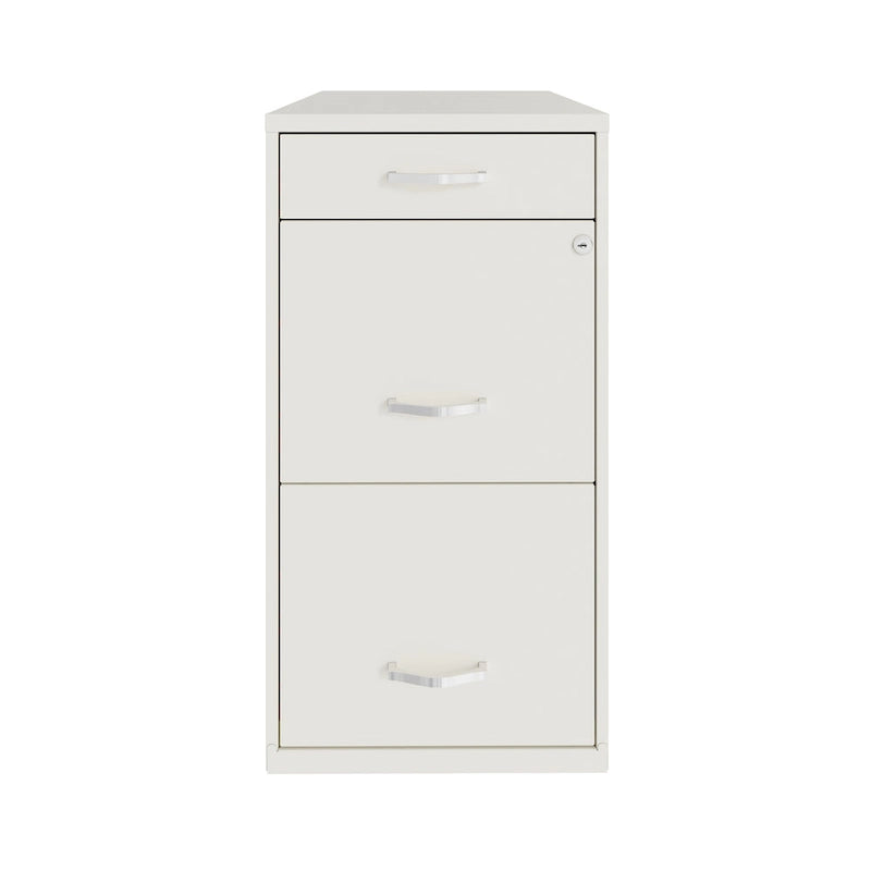 Space Solutions 18 Deep 3 Drawer Metal File Cabinet, Pearl White
