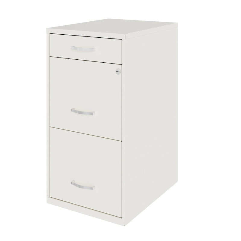 Space Solutions 18 Deep 3 Drawer Metal File Cabinet, Pearl White