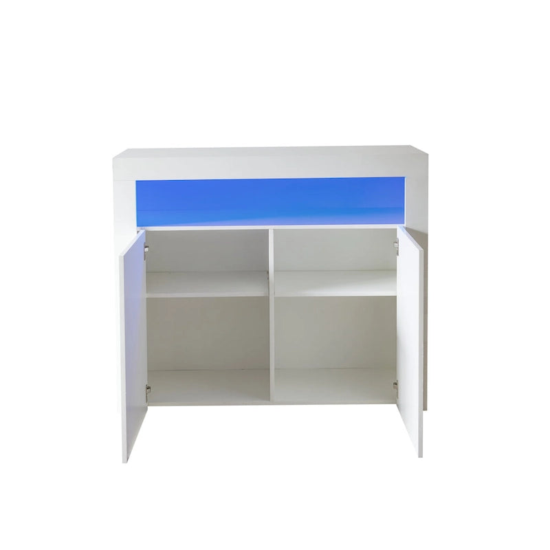 Contemporary 2-Door Storage Cabinet with LED Lights