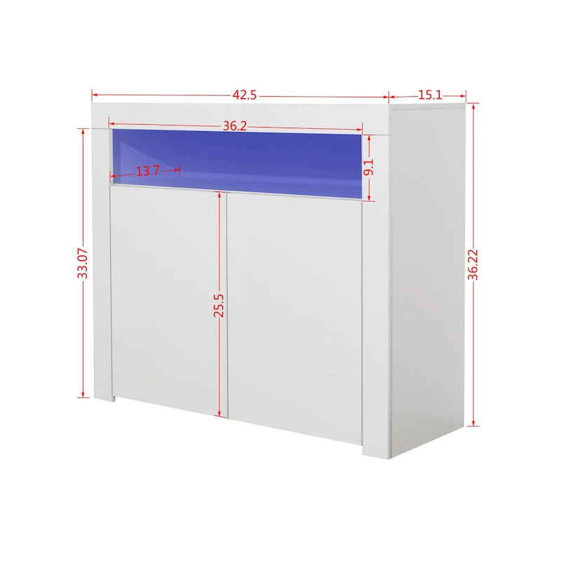 Contemporary 2-Door Storage Cabinet with LED Lights