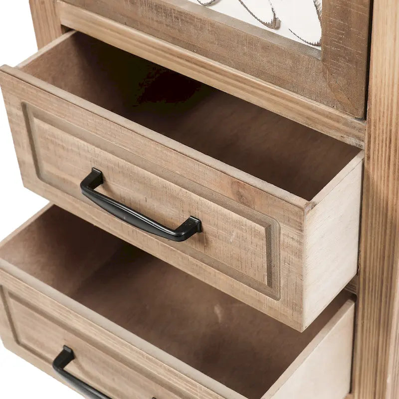 White and Brown Wood 2-Drawer and 1-Door Slim Storage Cabinet - 48.3 Tall