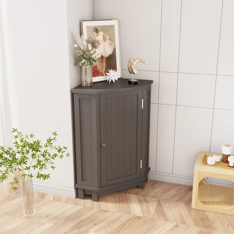 Triangle Corner Storage Cabinet with Shelf - N/A
