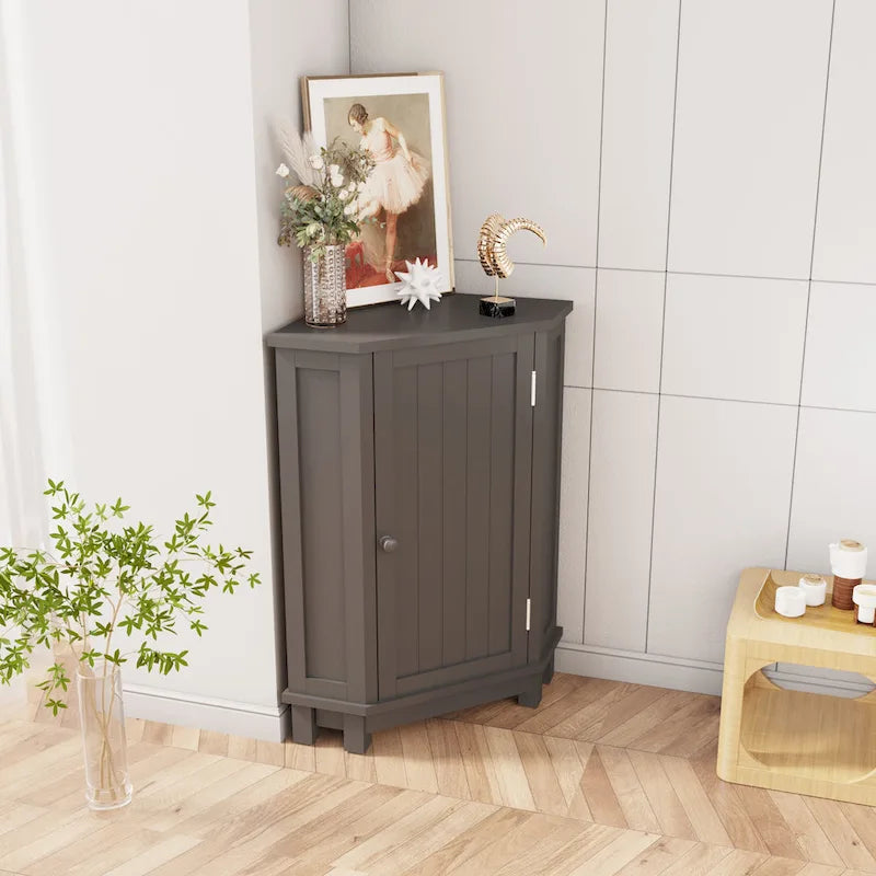 Triangle Corner Storage Cabinet with Shelf - N/A