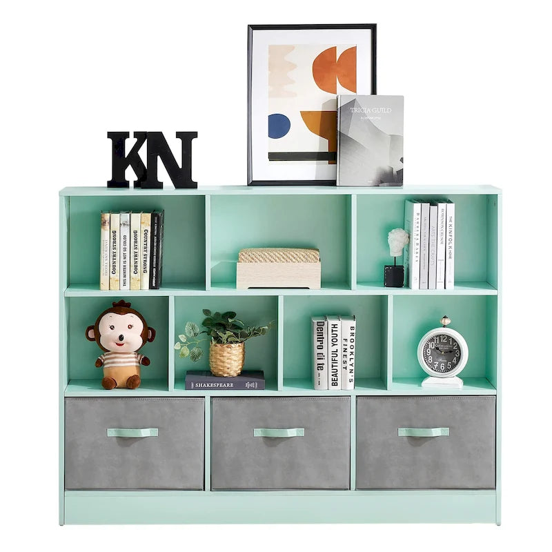 Ivinta 3-Tier Storage Bookcase for Kids, Simple Wood Display Cabinet for Bedroom