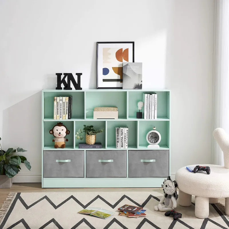 Ivinta 3-Tier Storage Bookcase for Kids, Simple Wood Display Cabinet for Bedroom