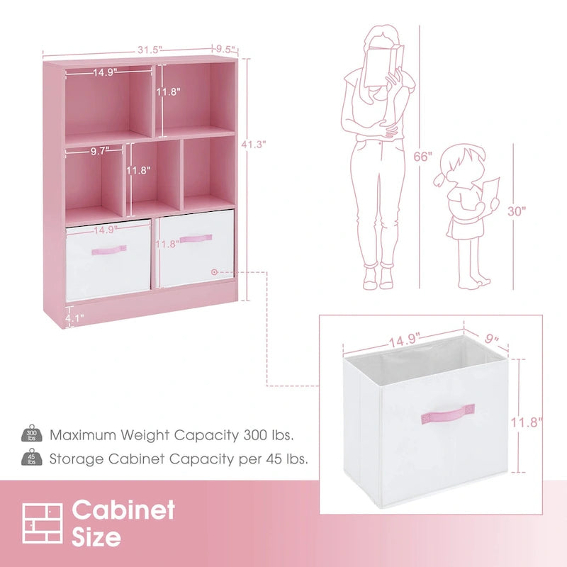 Ivinta 3-Tier Storage Bookcase for Kids, Simple Wood Display Cabinet for Bedroom
