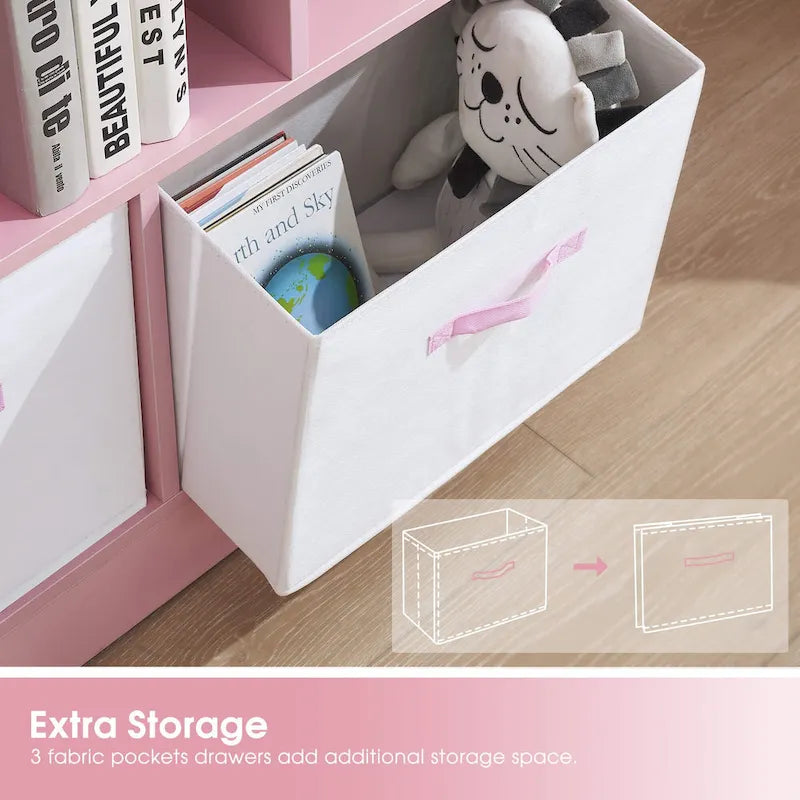 Ivinta 3-Tier Storage Bookcase for Kids, Simple Wood Display Cabinet for Bedroom