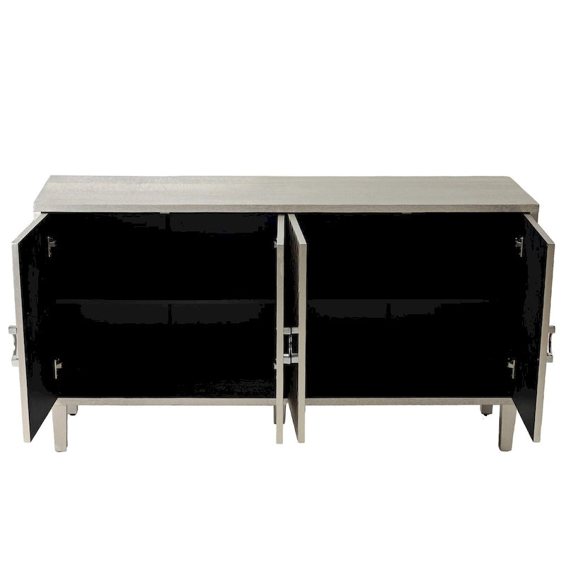 Stylish and Functional 4-Door Storage Cabinet with Pine Legs and MDF