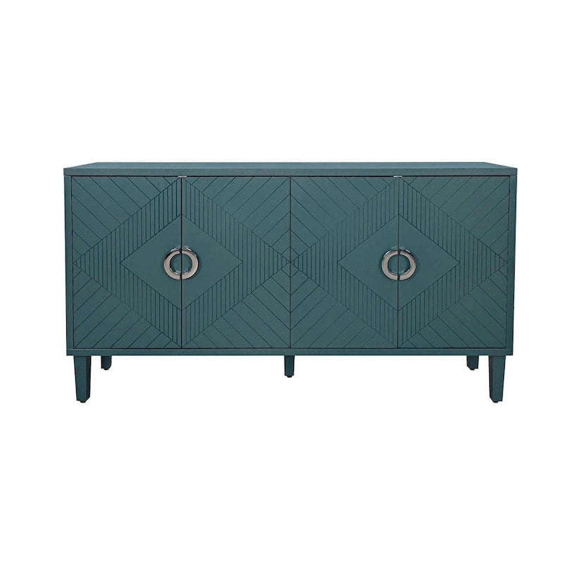 Stylish and Functional 4-Door Storage Cabinet with Pine Legs and MDF