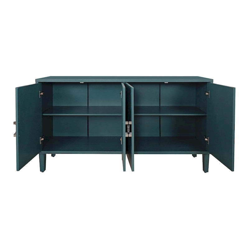 Stylish and Functional 4-Door Storage Cabinet with Pine Legs and MDF