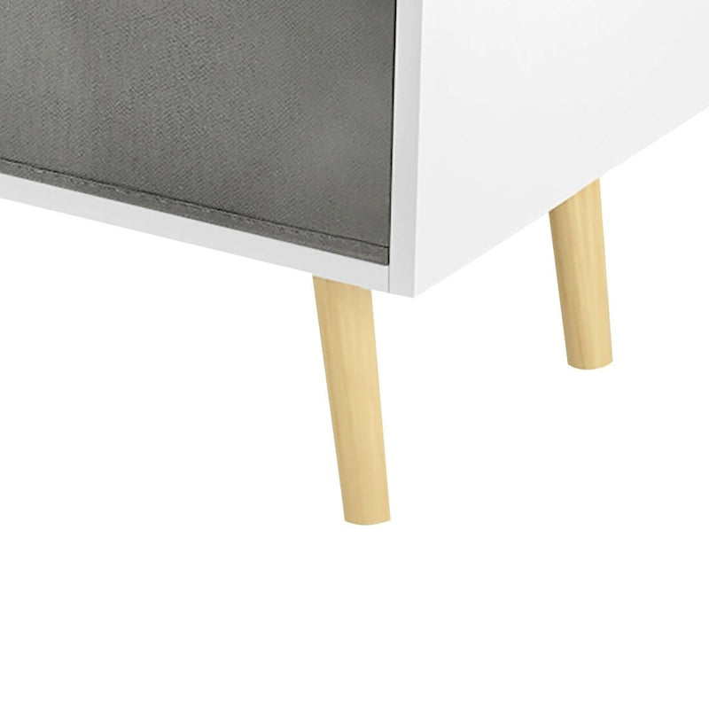 Modern Stylish Wooden Storage Cabinet with Three Collapsible Fabric Drawers