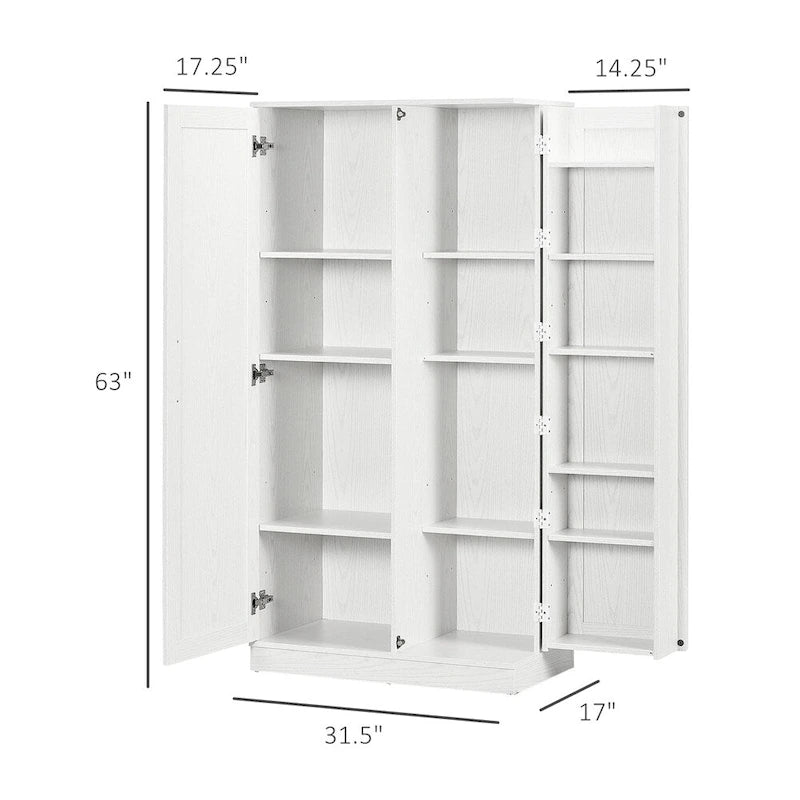 14-Tier Freestanding Kitchen Pantry Storage Cabinet with 2 Doors