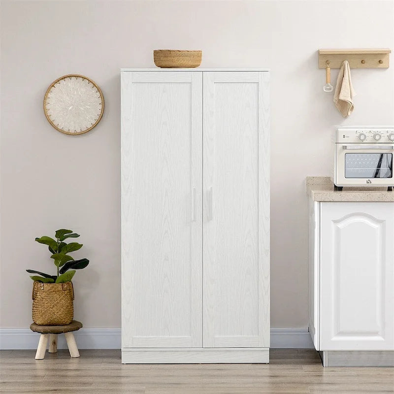 14-Tier Freestanding Kitchen Pantry Storage Cabinet with 2 Doors