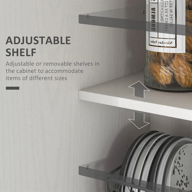 14-Tier Freestanding Kitchen Pantry Storage Cabinet with 2 Doors