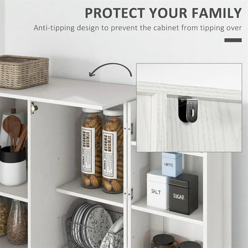 14-Tier Freestanding Kitchen Pantry Storage Cabinet with 2 Doors
