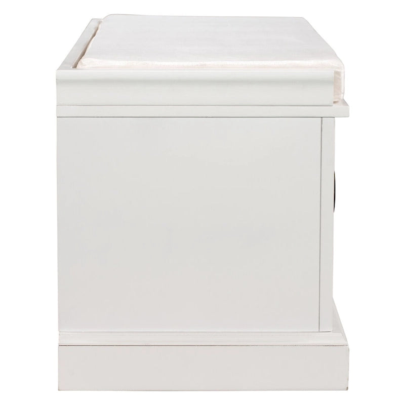 Storage Bench with 2 Drawers and 2 Cabinets, Shoe Bench with Removable Cushion for Living Room, Entryway