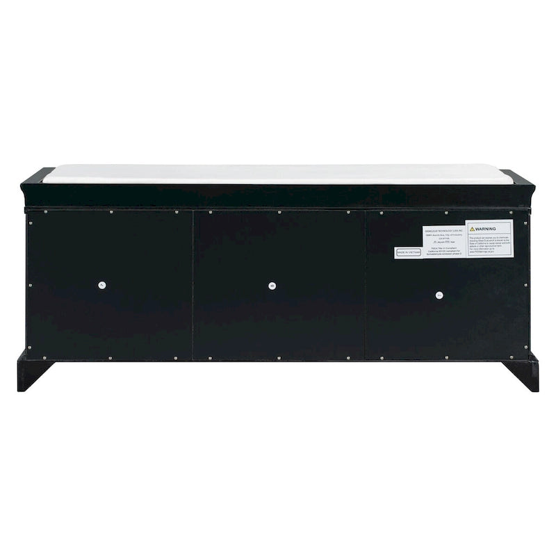 Storage Bench with 2 Drawers and 2 Cabinets, Shoe Bench with Removable Cushion for Living Room, Entryway