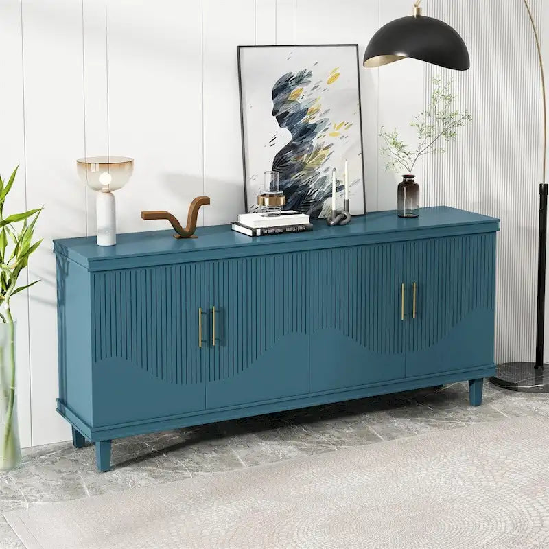 70.07 Wood Storage Cabinet with 4 Doors and Adjustable Shelves