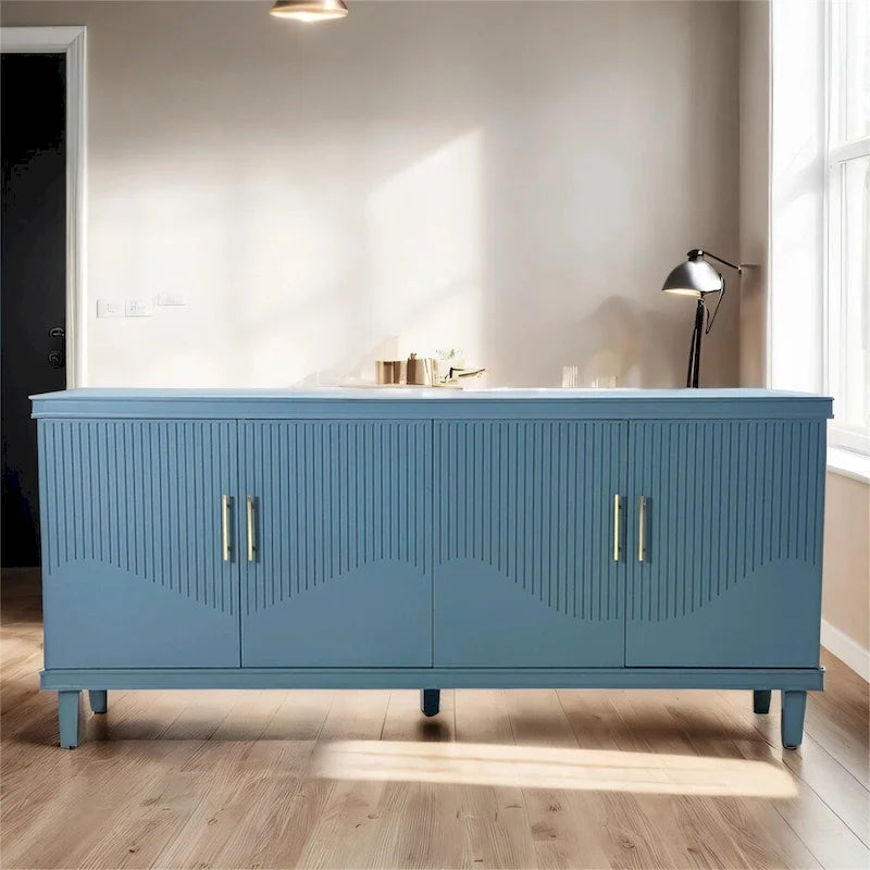 70.07 Wood Storage Cabinet with 4 Doors and Adjustable Shelves