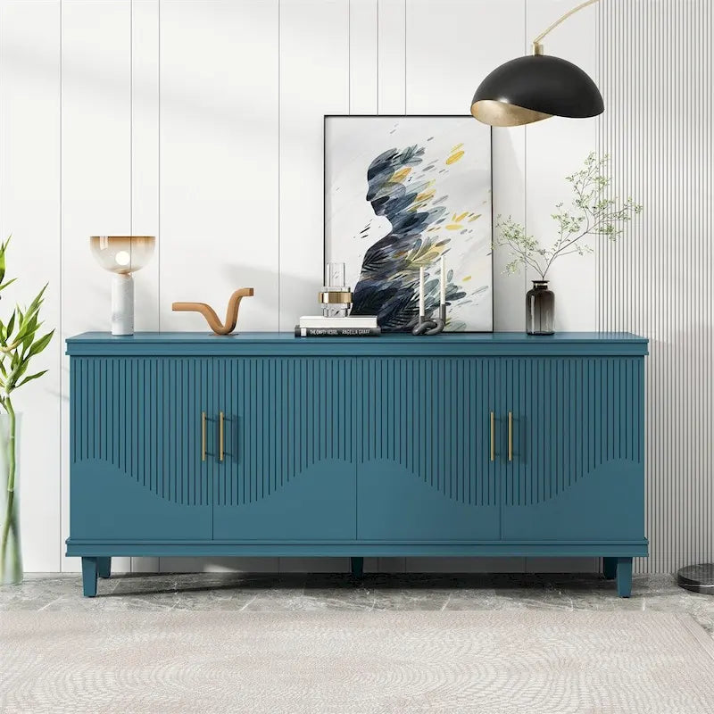 70.07 Wood Storage Cabinet with 4 Doors and Adjustable Shelves