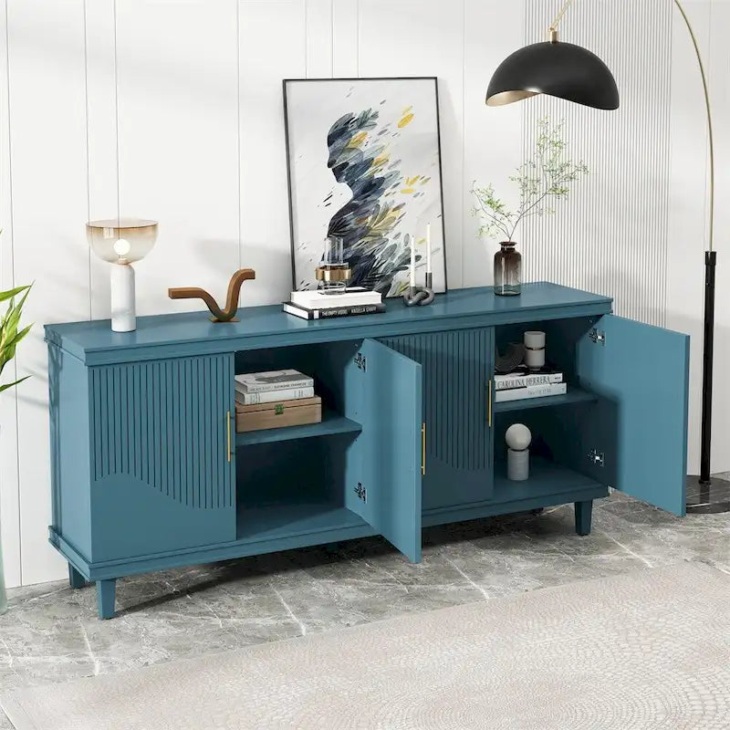 70.07 Wood Storage Cabinet with 4 Doors and Adjustable Shelves
