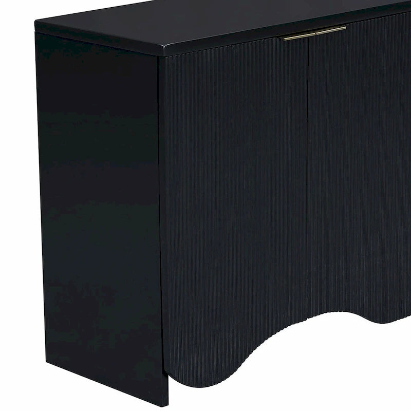 Four-Door Cabinet with Vertical Stripes and Wavy Design