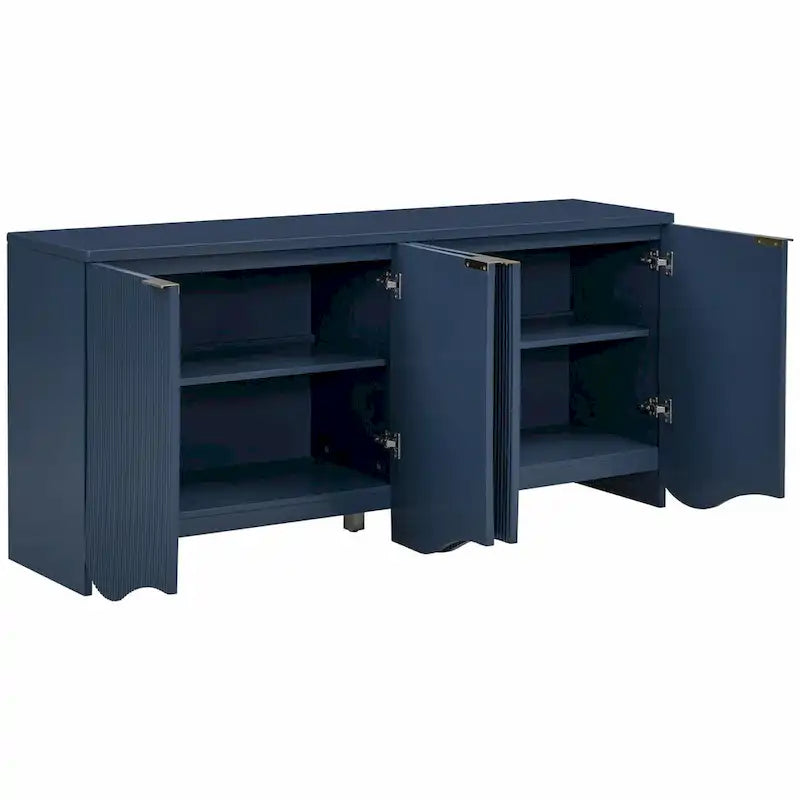 Four-Door Cabinet with Vertical Stripes and Wavy Design