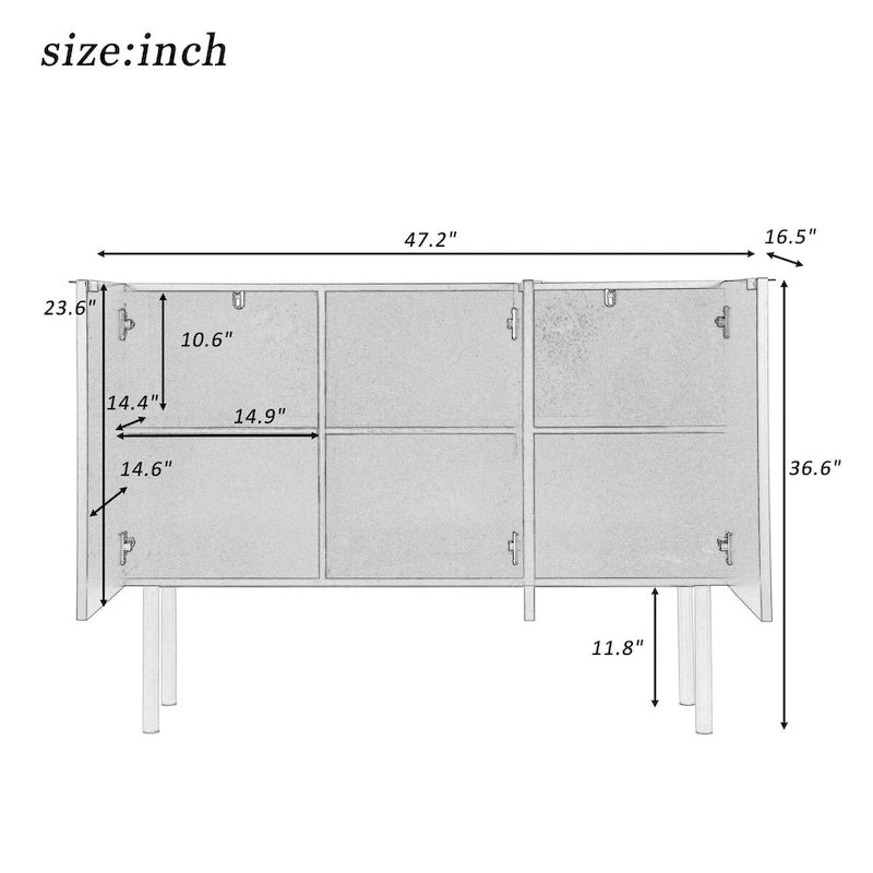 Modern Simple Sideboard Cabinet with Adjustable Shelves for Living Room, Dining Room
