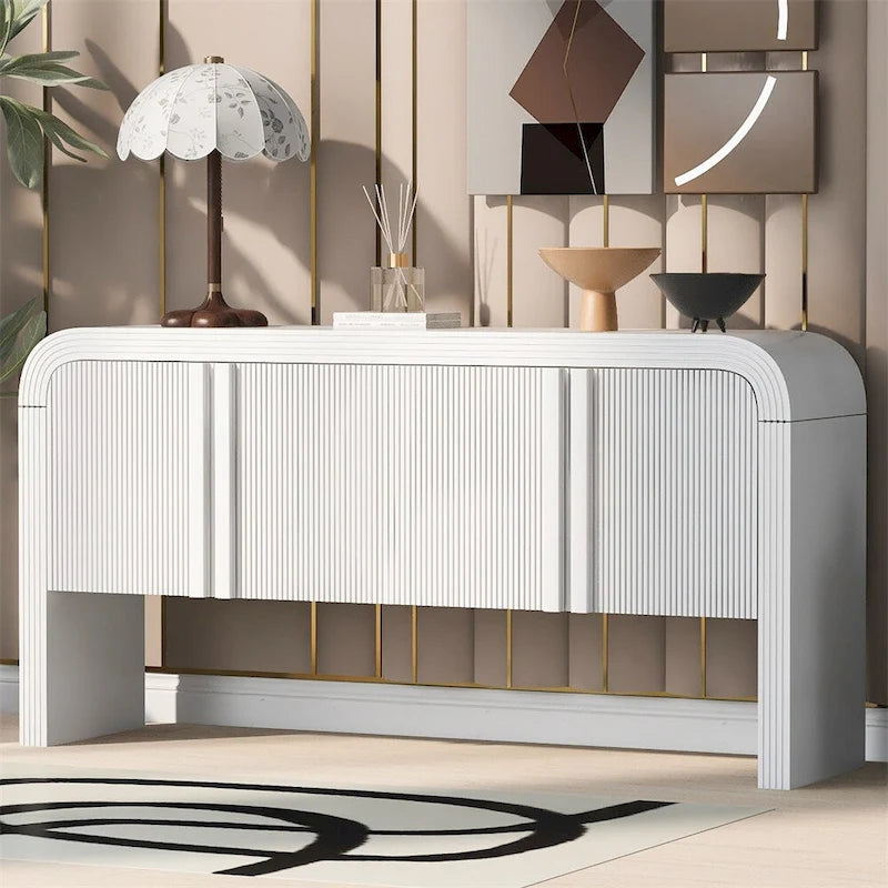 Striped Storage Cabinet with 4 Doors, Adjustable
