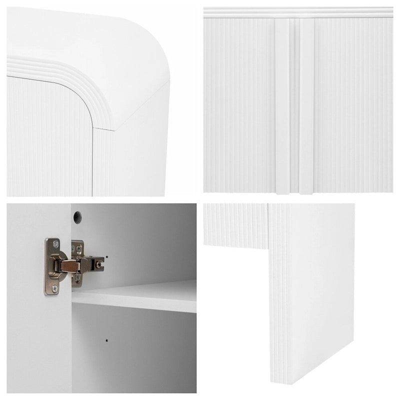 Striped Storage Cabinet with 4 Doors, Adjustable