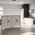 Wood Buffet Cabinet with 4 Barn Doors and 2 Adjustable Shelves - N/A