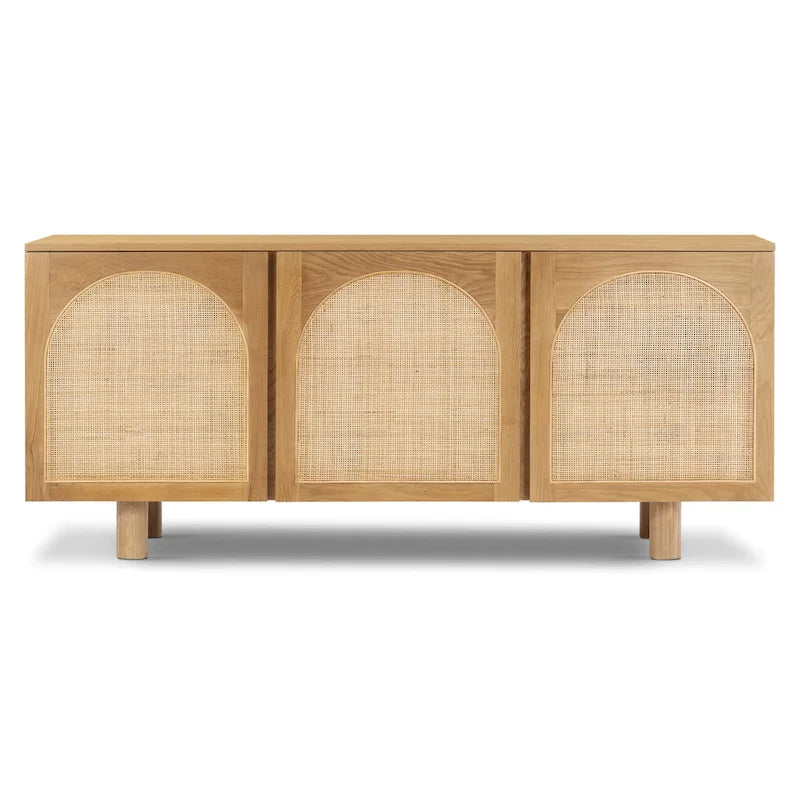 Poly & Bark Archi 70 Sideboard - Oak Wood with Cane Webbing Door Fronts