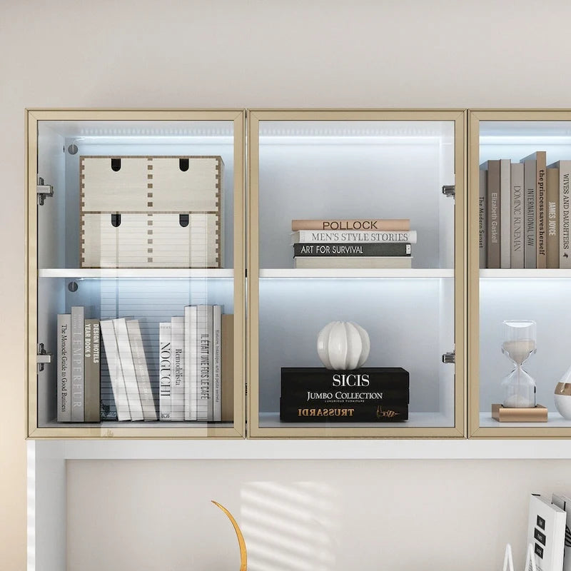 Sleek Tall Modular Display Cabinet with LED Lighting