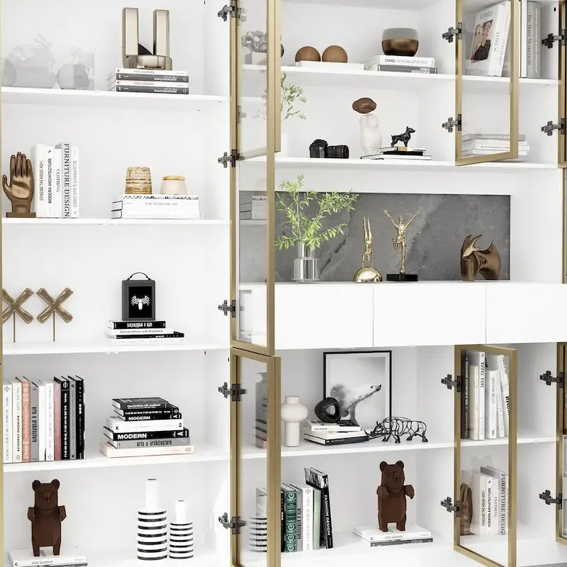Sleek Tall Modular Display Cabinet with LED Lighting