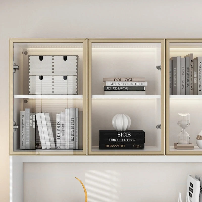 Sleek Tall Modular Display Cabinet with LED Lighting