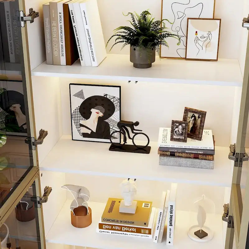 Sleek Tall Modular Display Cabinet with LED Lighting