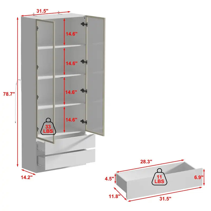 Sleek Tall Modular Display Cabinet with LED Lighting