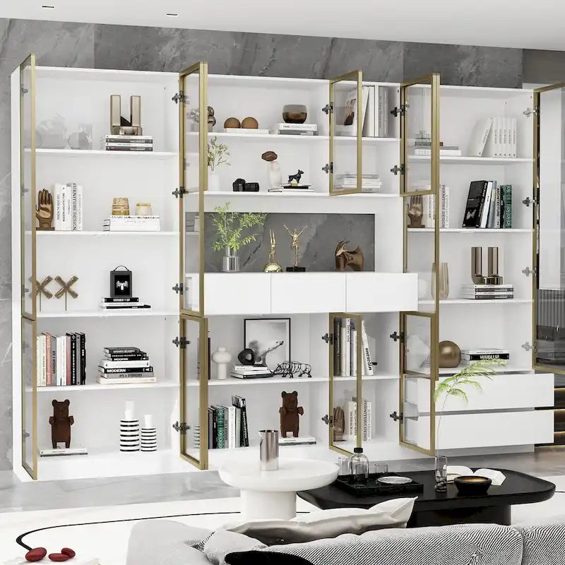 Sleek Tall Modular Display Cabinet with LED Lighting