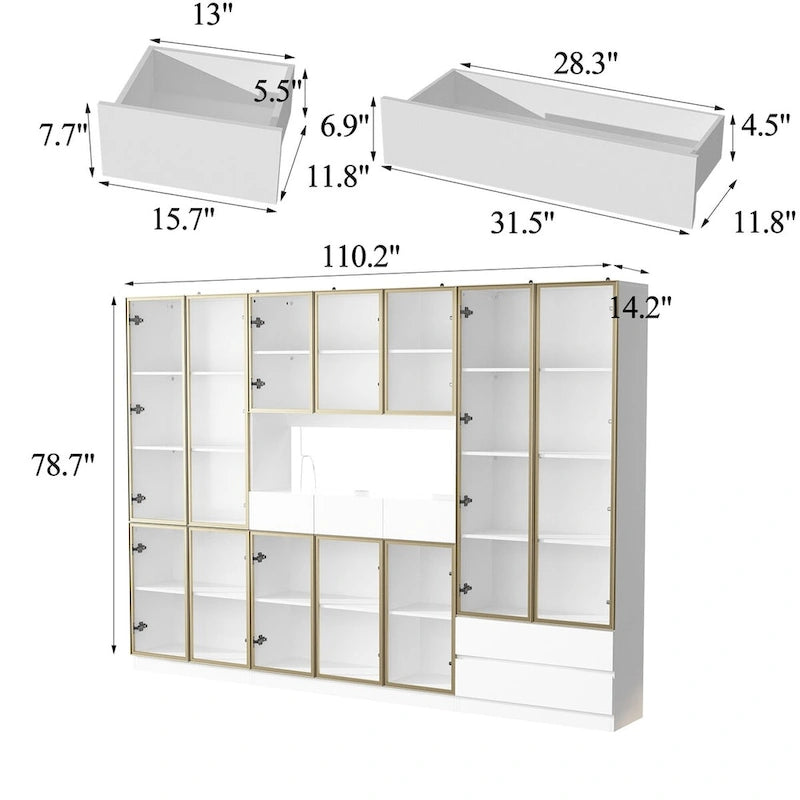 Sleek Tall Modular Display Cabinet with LED Lighting