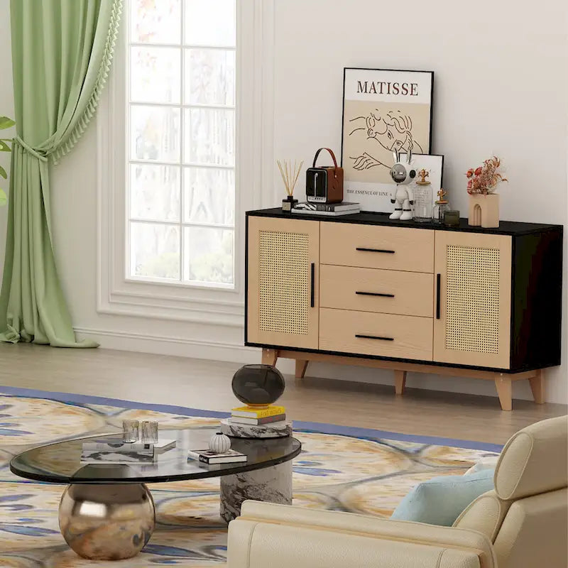 59 inch rattan storage cabinet