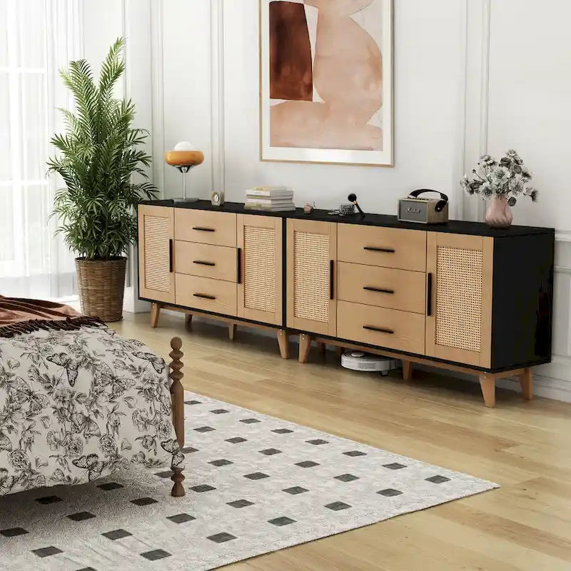 59 inch rattan storage cabinet