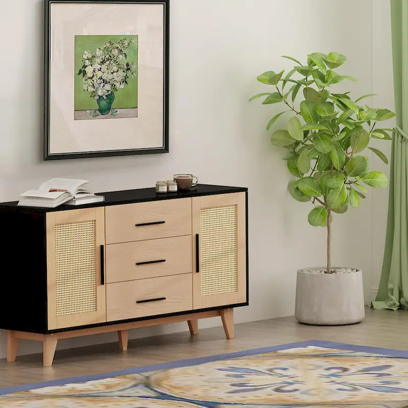 59 inch rattan storage cabinet