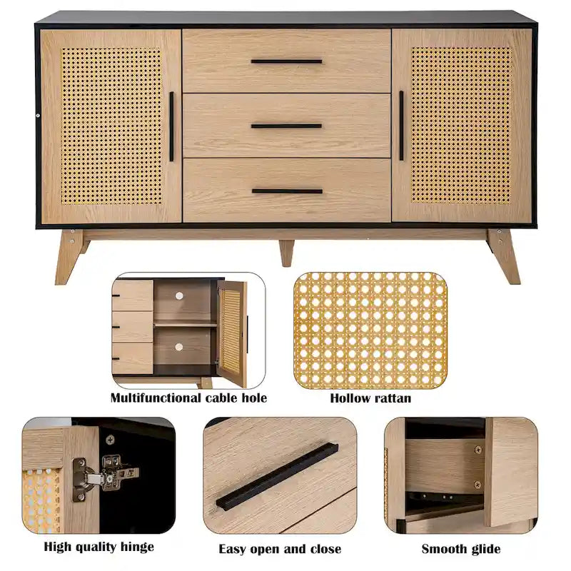59 inch rattan storage cabinet