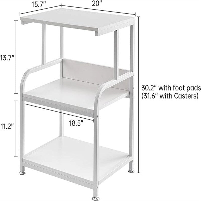 Printer Stand, 3 Shelf Printer Table with Wheels - 20.08 x 15.75 x 30.12